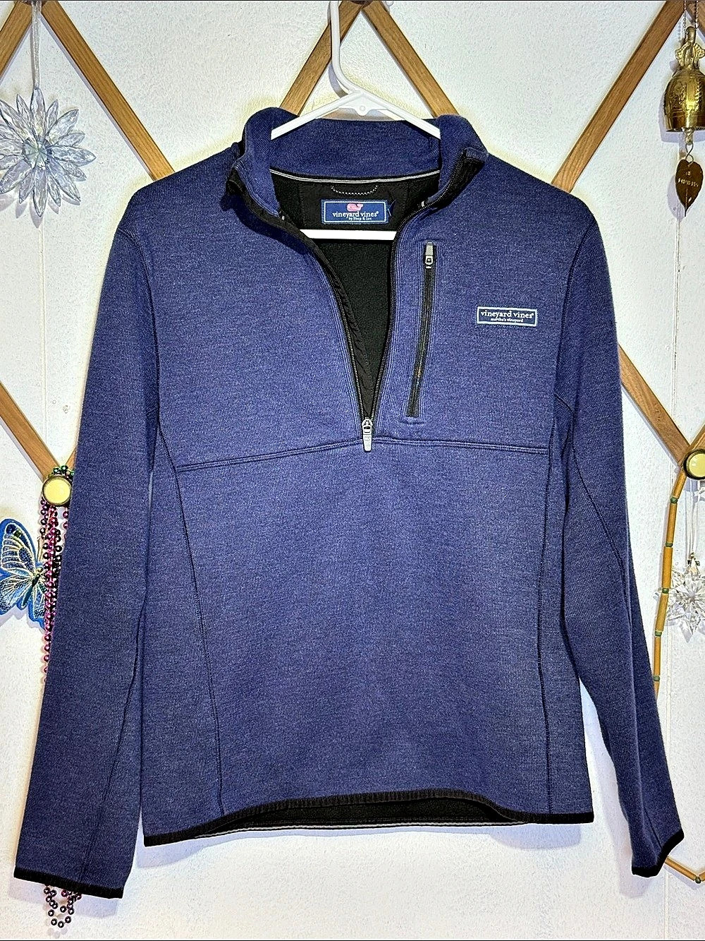 Vineyard Vines Mountain Sweater Fleece Quarter-Zip Blue XS